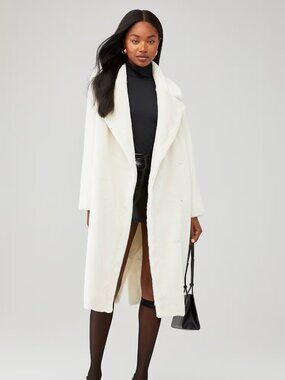 Être Aimé x Unreal Fur Oversized White Faux Fur Coat XL NWT
